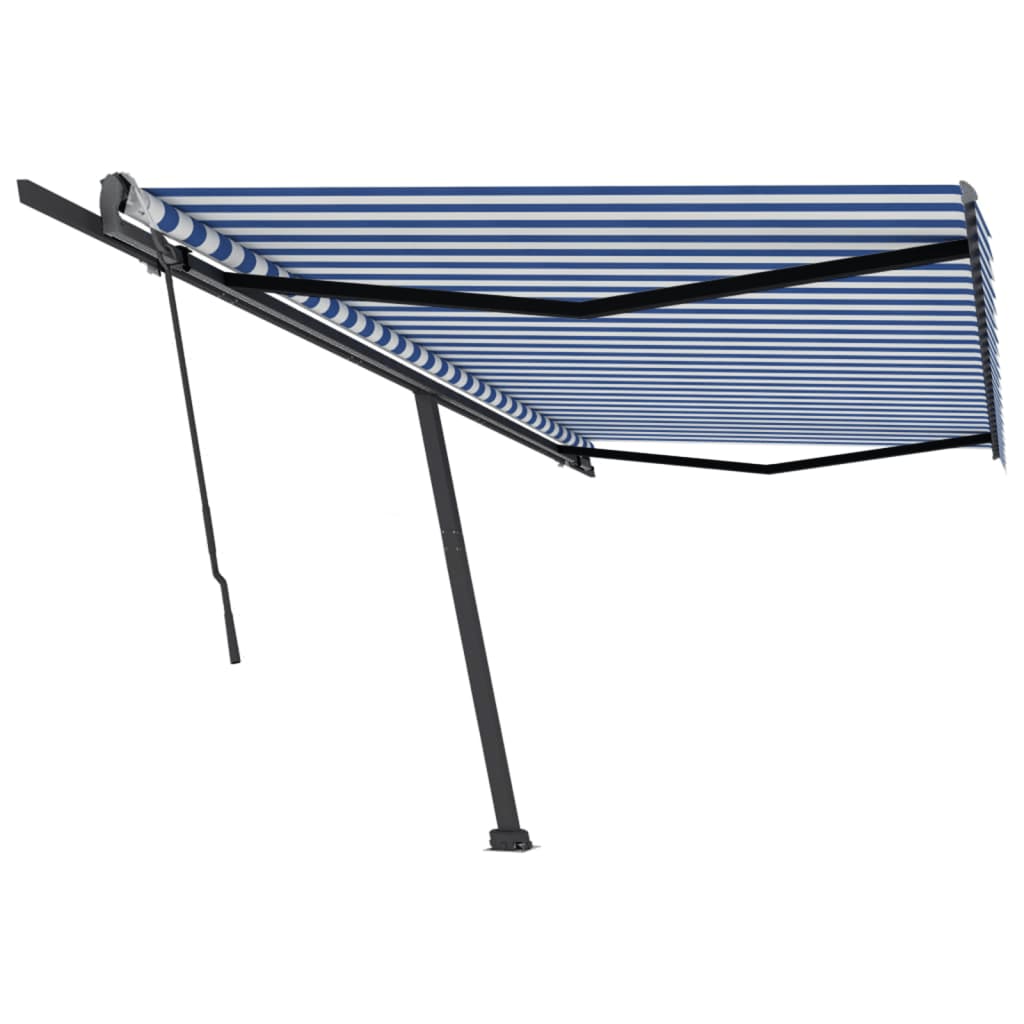 Vidaxl Luifel détaché étend manuellement 500x300 cm bleu et blanc