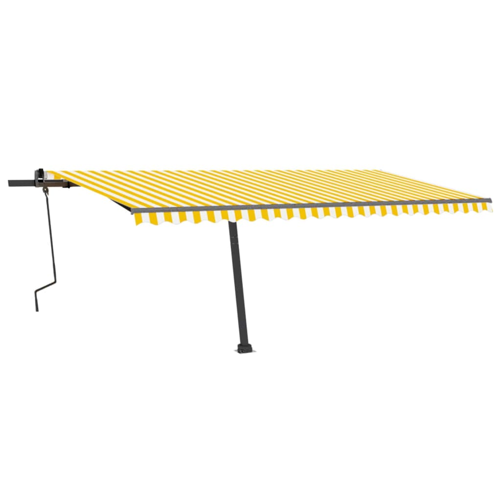 Vidaxl Luifel détaché étend manuellement 500x300 cm jaune et blanc