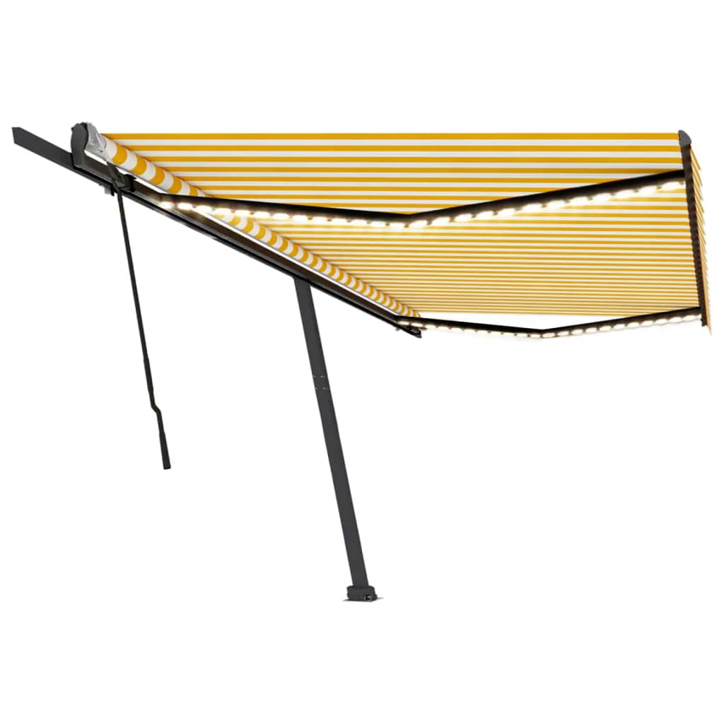 Vidaxl luifel extensible manuellement avec LED 500x300 cm jaune et blanc