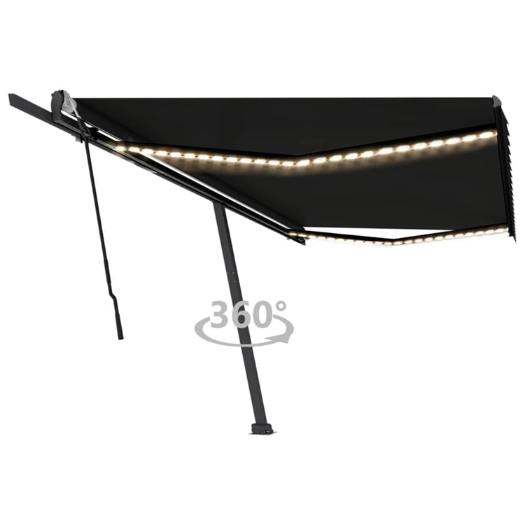Vidaxl Luifel extensible manuellement avec une couleur anthracite LED 500x300 cm