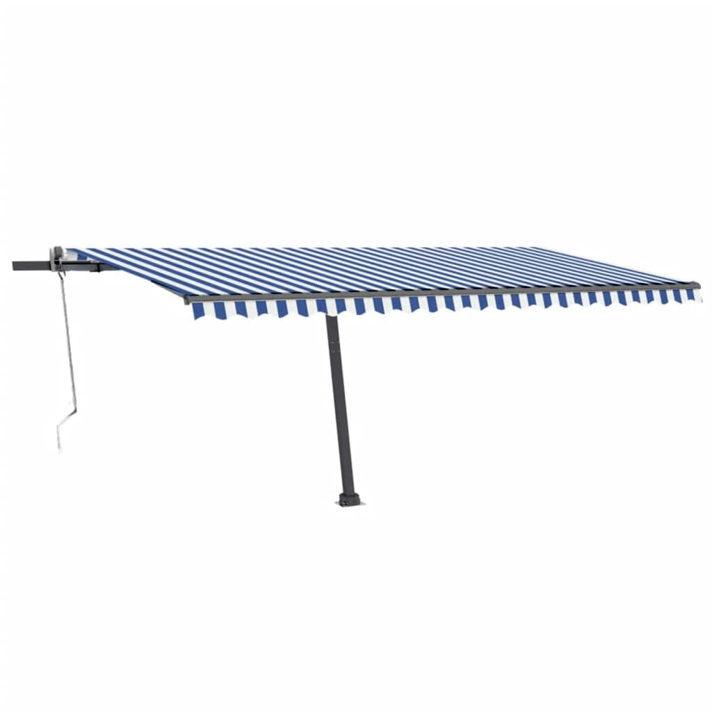 Vidaxl luifel automatique avec led et capteur de vent 500x300 cm blanc bleu