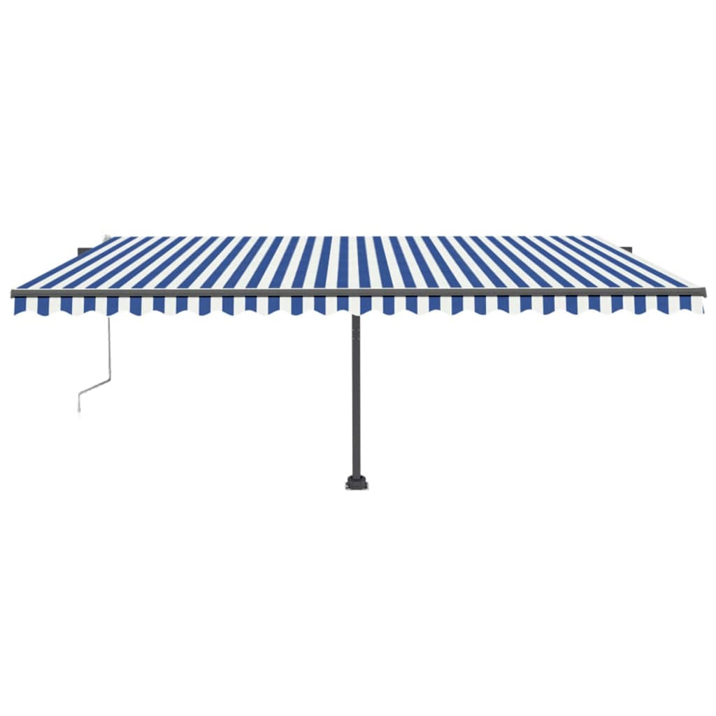 Vidaxl luifel automatique avec led et capteur de vent 500x300 cm blanc bleu
