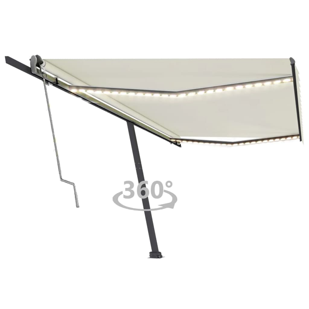 Vidaxl Luifel Automatique avec led et capteur de vent 500x300 cm couleur crème