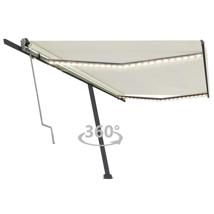 Vidaxl Luifel Automatique avec led et capteur de vent 500x300 cm couleur crème
