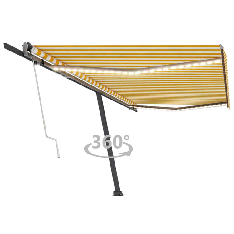 Vidaxl Luifel automatique avec led et capteur de vent 500x300 cm jaune et blanc