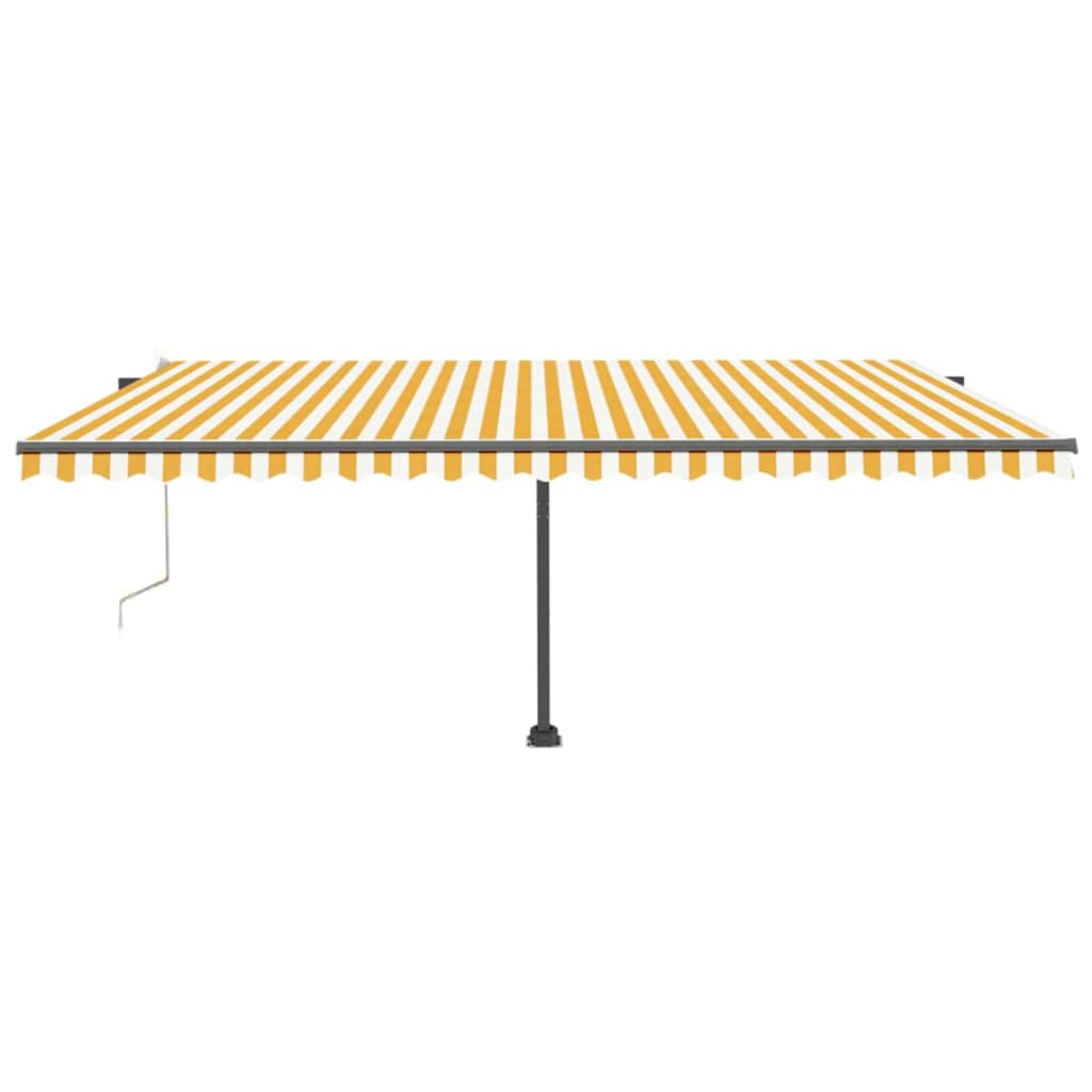 Vidaxl Luifel automatique avec led et capteur de vent 500x300 cm jaune et blanc