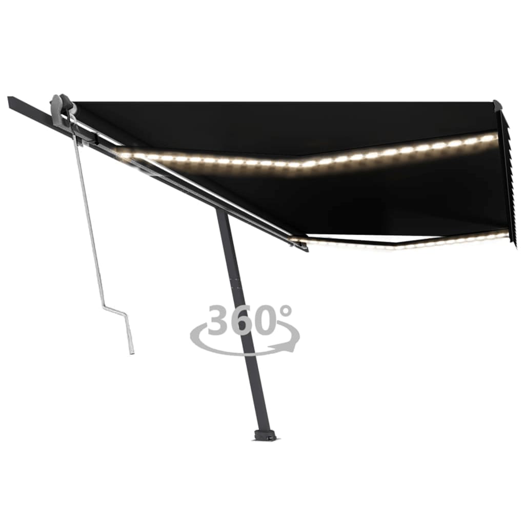 Vidaxl luifel automatique avec led et capteur de vent 500x300 cm anthracite