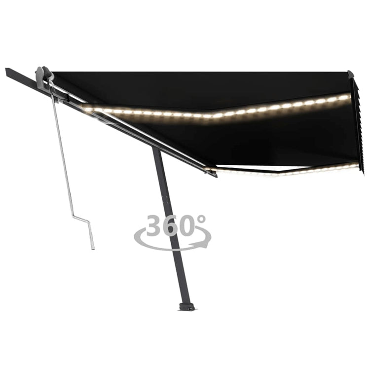 Vidaxl luifel automatique avec led et capteur de vent 500x300 cm anthracite
