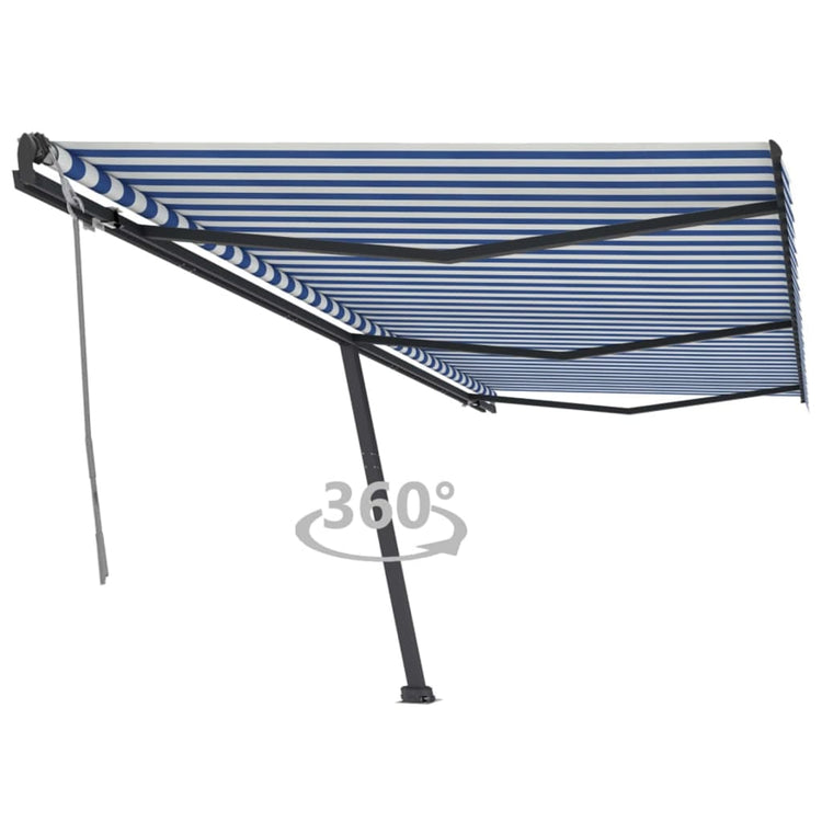 Vidaxl Luifel détaché étend manuellement 600x300 cm bleu et blanc