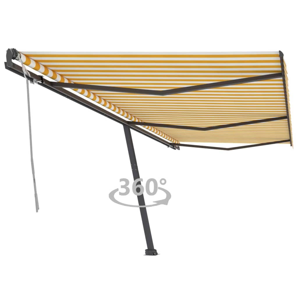 Vidaxl Luifel détaché étend manuellement 600x300 cm jaune et blanc