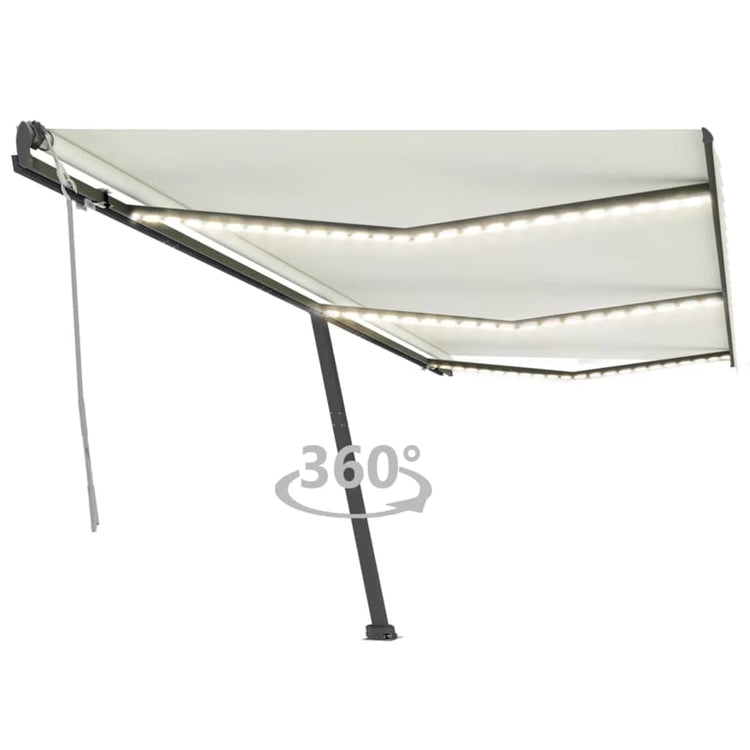Vidaxl Luifel extensible manuellement avec la Crème à LED 600x300 cm -Colore