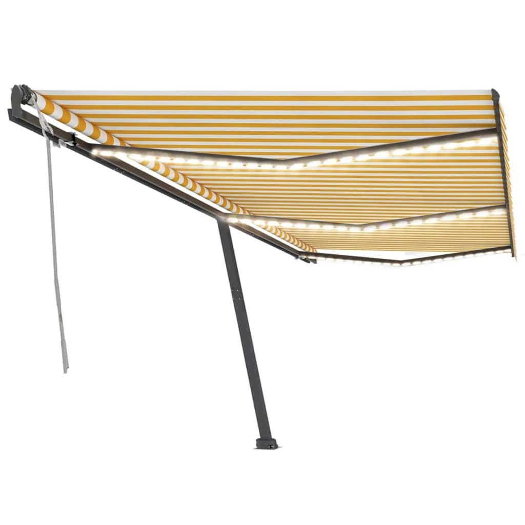 Vidaxl Luifel extensible manuellement avec LED 600x300 cm jaune et blanc