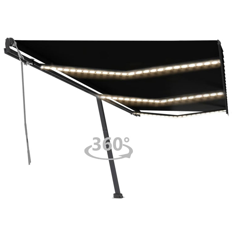Vidaxl Luifel extensible manuellement avec une couleur anthracite LED 600x300 cm