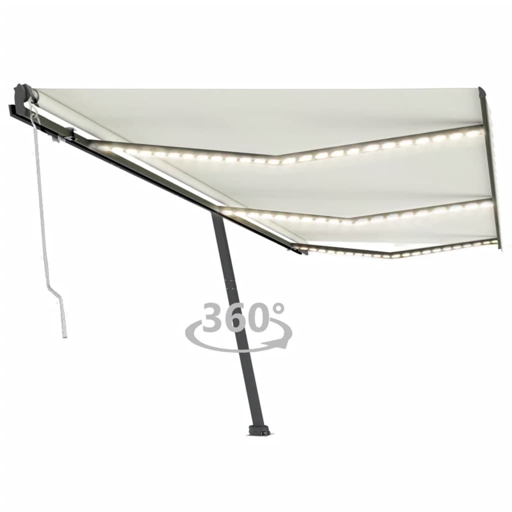 Vidaxl Luifel Automatique avec led et capteur de vent 600x300 cm couleur crème