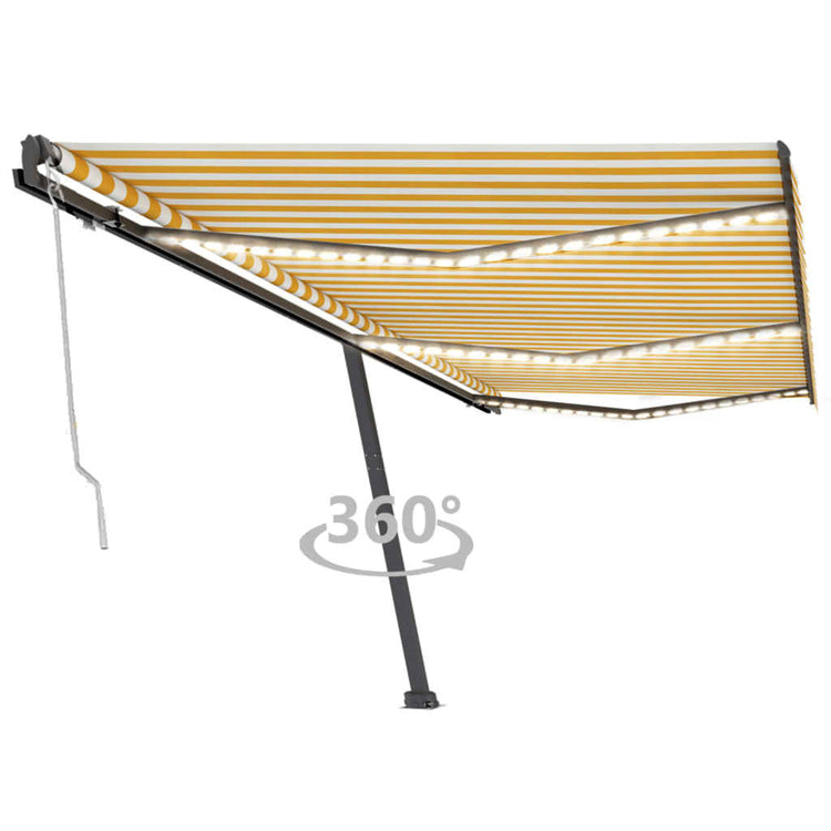 Vidaxl Luifel automatique avec led et capteur de vent 600x300 cm jaune et blanc