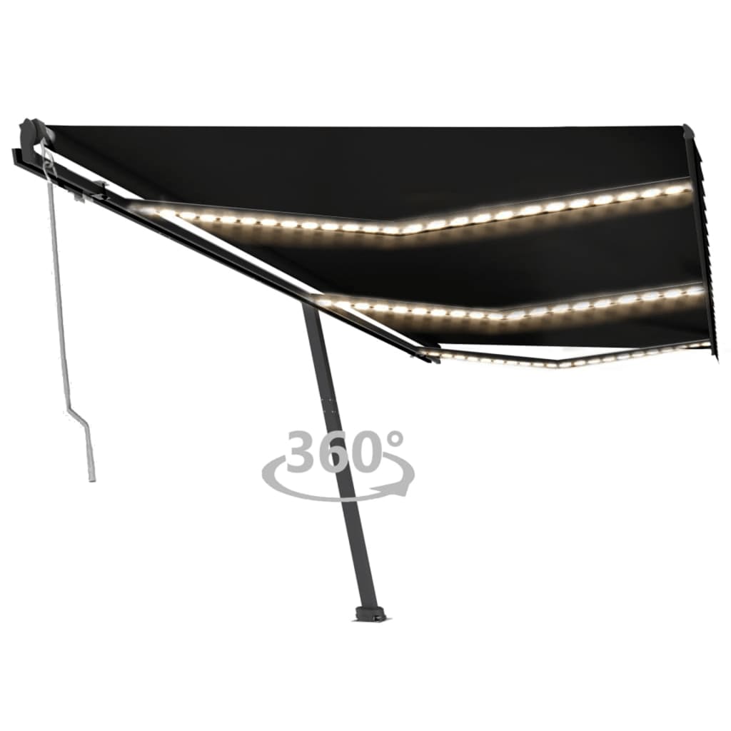 Vidaxl Luifel Automatique avec led et capteur de vent 600x300 cm anthracite