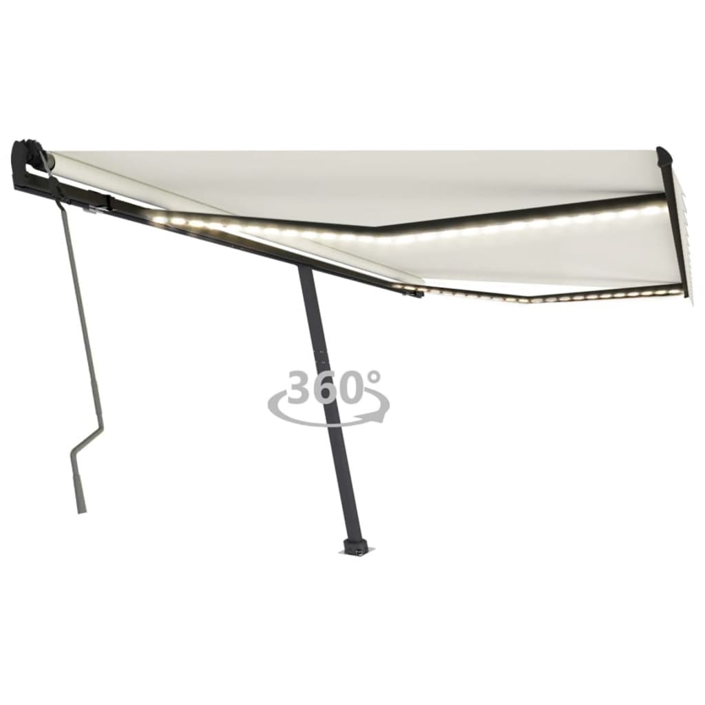 Vidaxl Luifel extensible manuellement avec la Crème LED 400x350 cm -Colored
