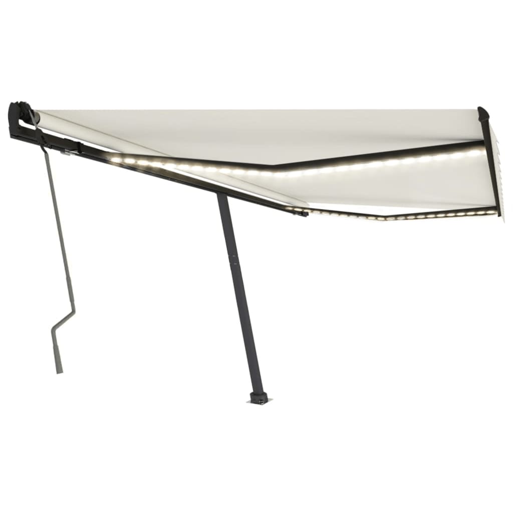 Vidaxl Luifel extensible manuellement avec la Crème LED 400x350 cm -Colored