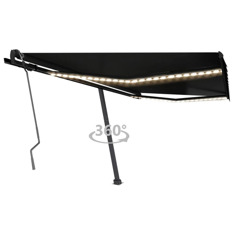 Vidaxl Luifel extensible manuellement avec une couleur anthracite LED 400x350 cm