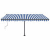 Vidaxl luifel automatique avec led et capteur de vent 400x350 cm blanc bleu