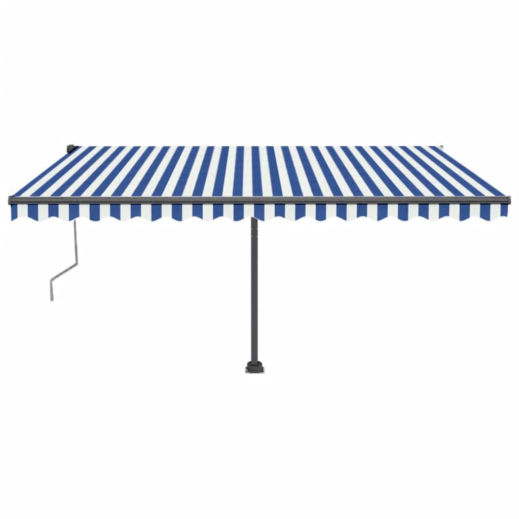 Vidaxl luifel automatique avec led et capteur de vent 400x350 cm blanc bleu