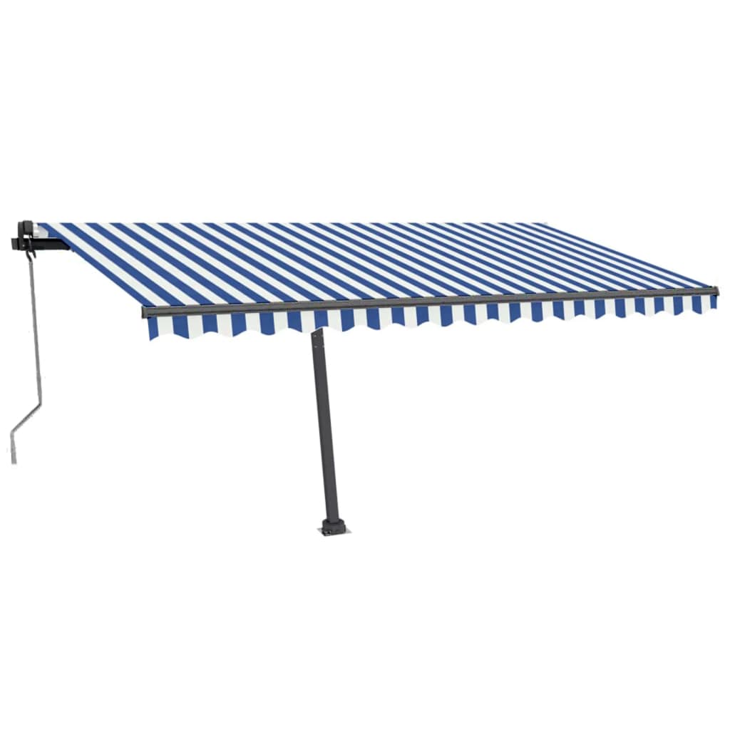 Vidaxl luifel automatique avec led et capteur de vent 400x350 cm blanc bleu