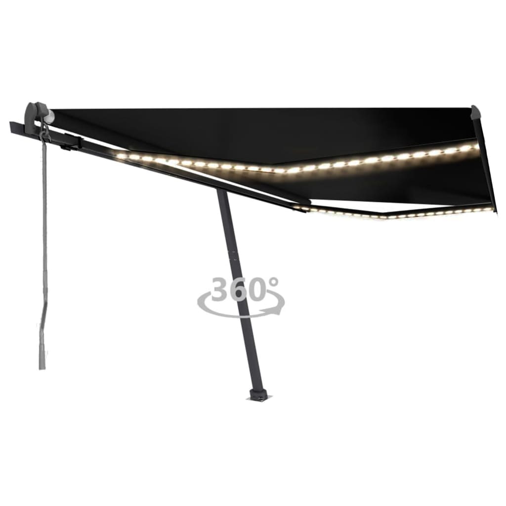 Vidaxl luifel automatique avec led et capteur de vent 400x350 cm anthracite