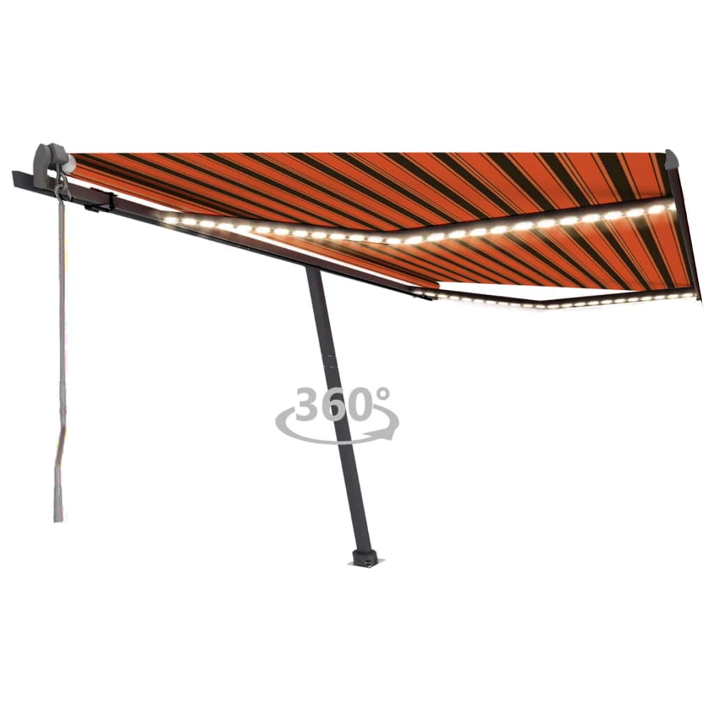 Vidaxl luifel automatique avec capteur de vent LED 400x350 cm brun orange