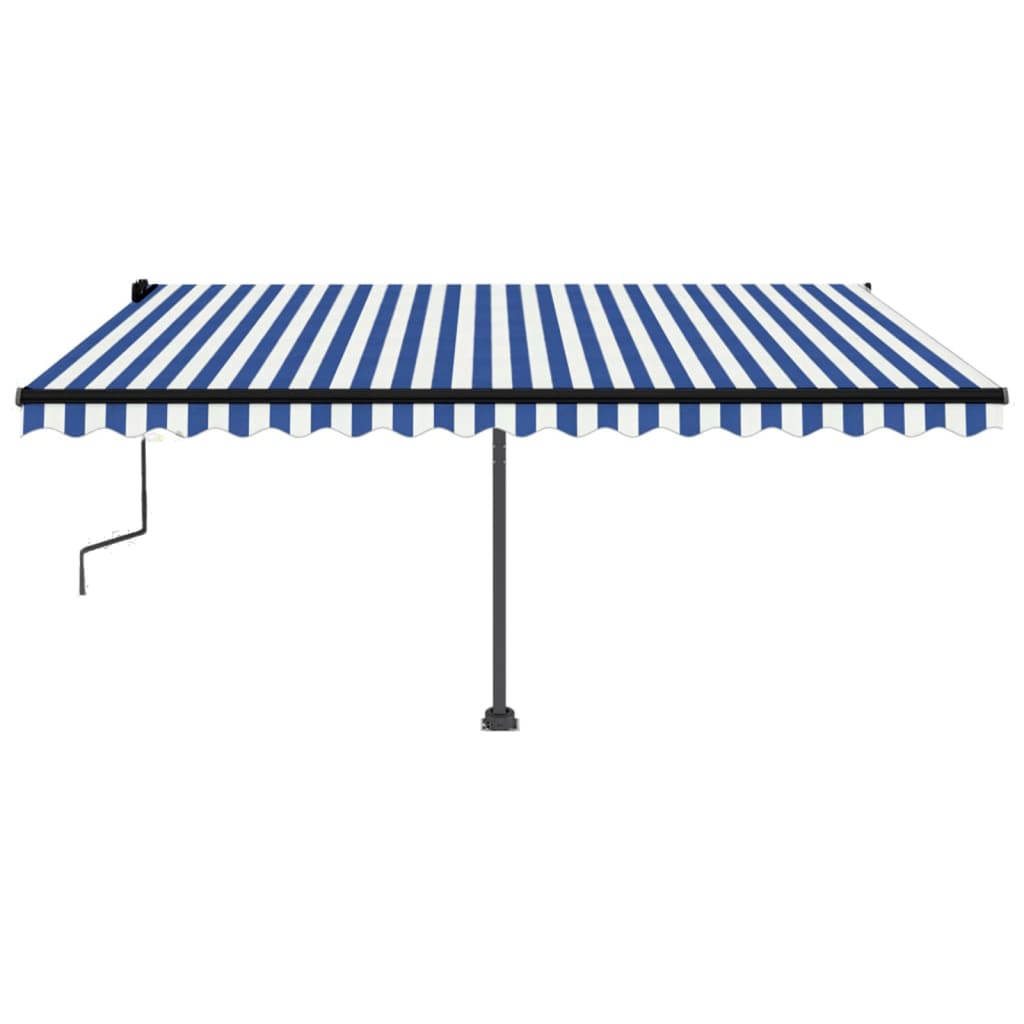 Vidaxl Luifel extensible manuellement avec LED 450x350 cm bleu et blanc