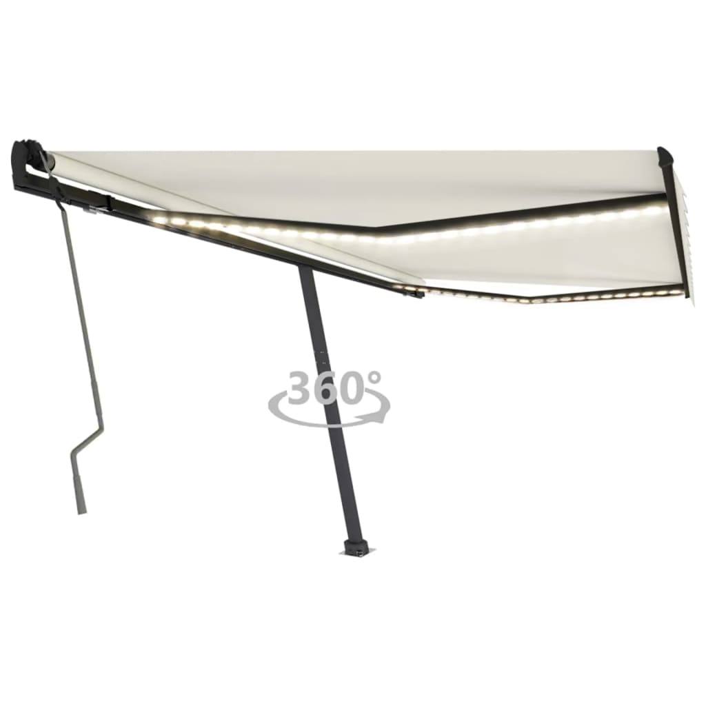 Vidaxl Luifel extensible manuellement avec la Crème à LED 450x350 cm -Colore