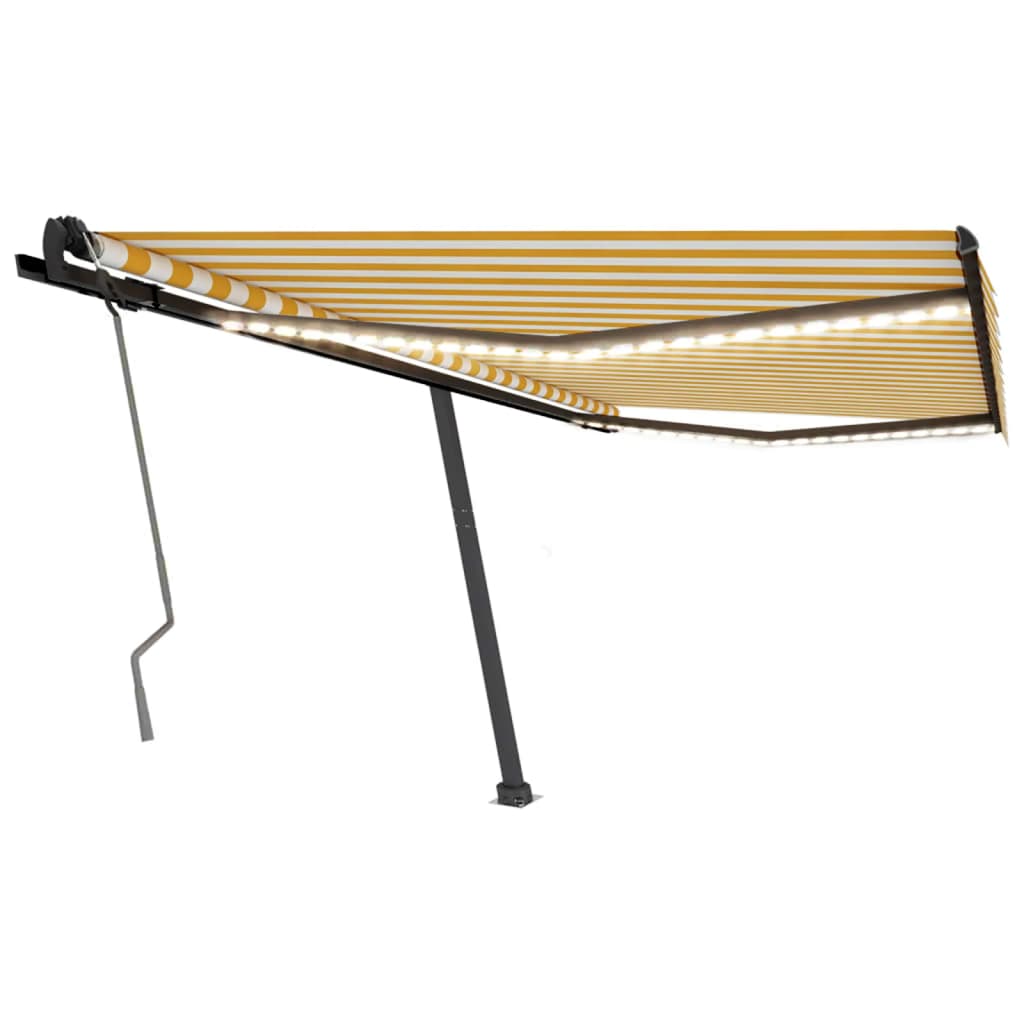 Vidaxl luifel extensible manuellement avec LED 450x350 cm jaune et blanc