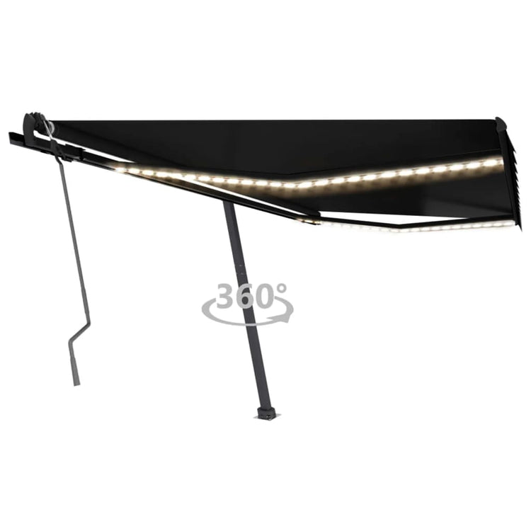 Vidaxl Luifel extensible manuellement avec une couleur anthracite LED 450x350 cm