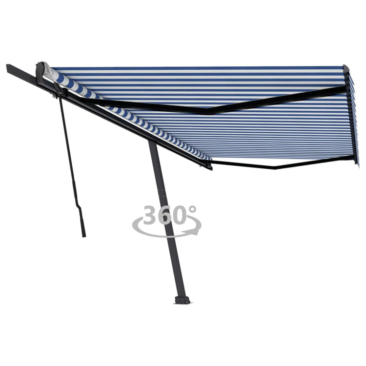 Vidaxl Luifel détaché étend manuellement 500x350 cm bleu et blanc