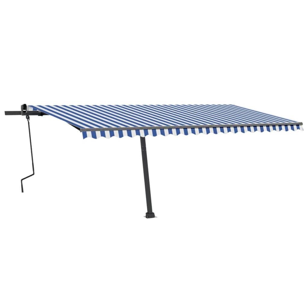Vidaxl Luifel détaché étend manuellement 500x350 cm bleu et blanc