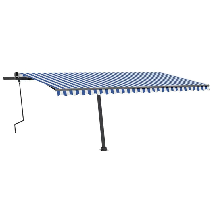 Vidaxl Luifel détaché étend manuellement 500x350 cm bleu et blanc