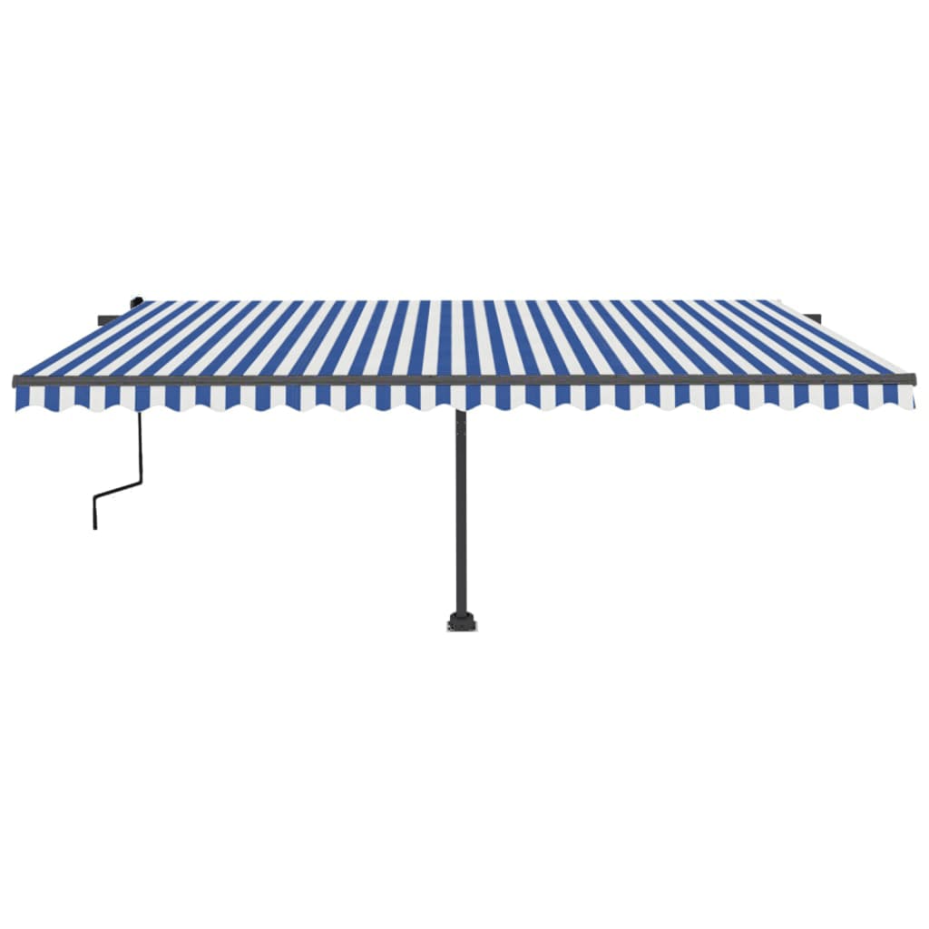Vidaxl Luifel détaché étend manuellement 500x350 cm bleu et blanc