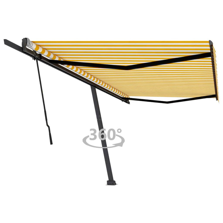 Vidaxl Luifel détaché étend manuellement 500x350 cm jaune et blanc
