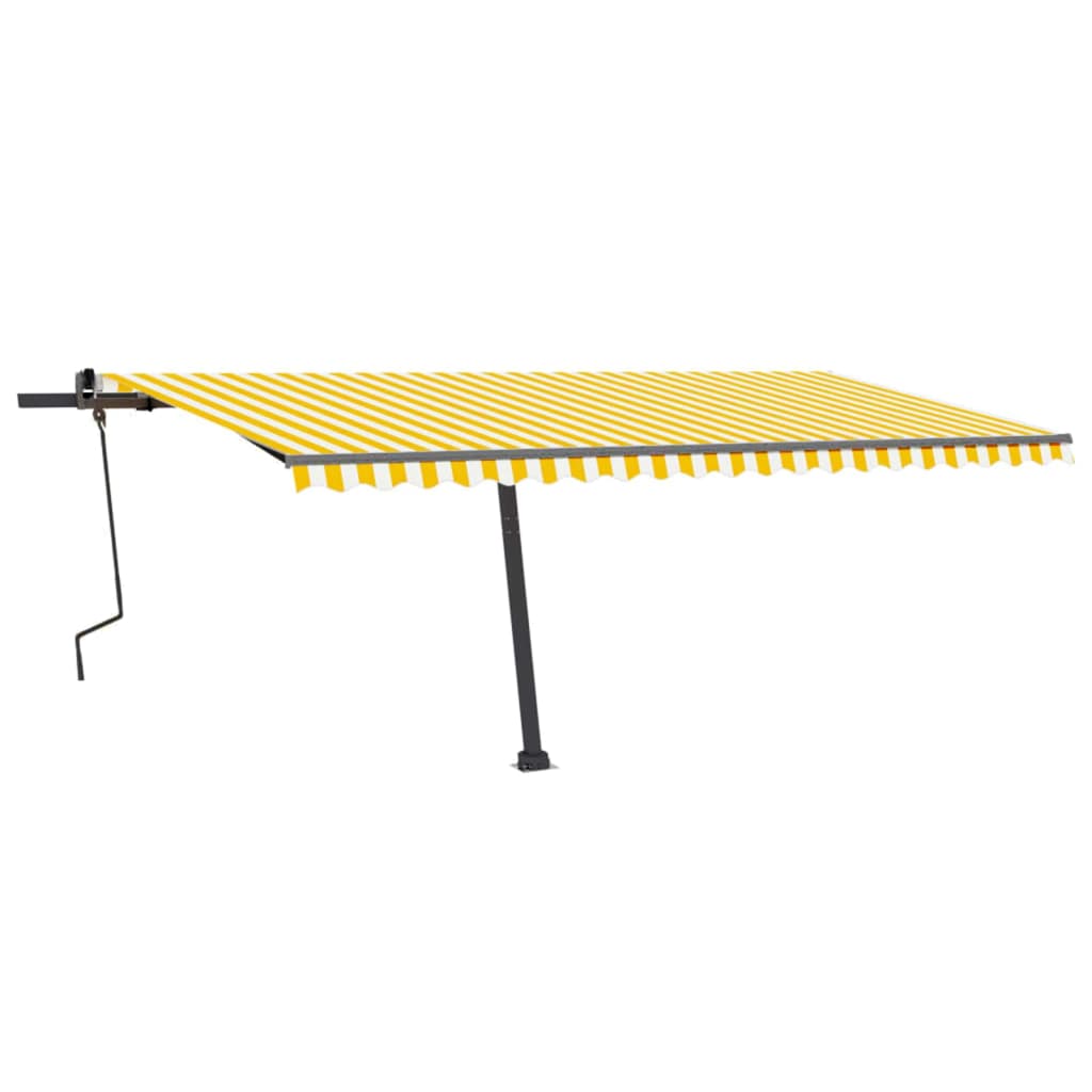 Vidaxl Luifel détaché étend manuellement 500x350 cm jaune et blanc