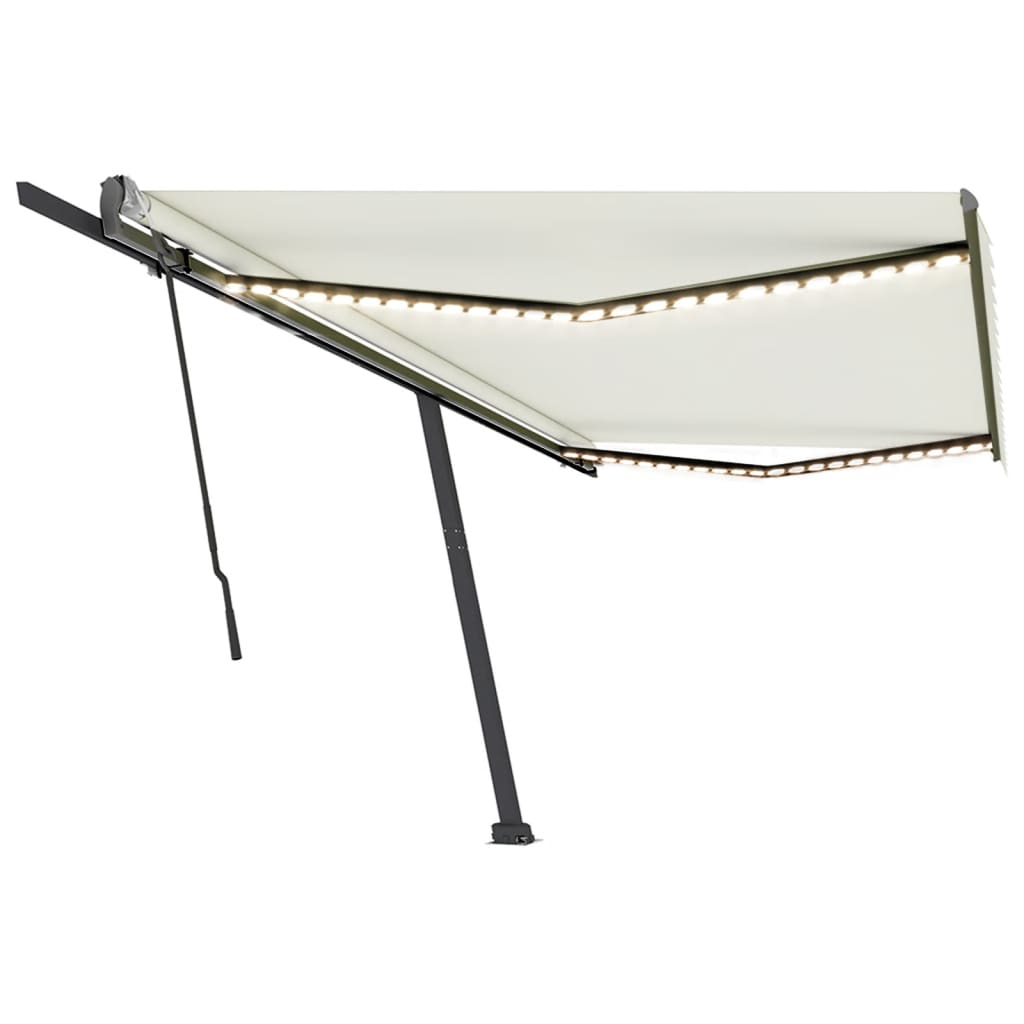 Vidaxl Luifel extensible manuellement avec la Crème LED 500x350 cm -Colored