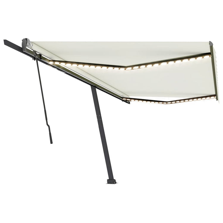 Vidaxl Luifel extensible manuellement avec la Crème LED 500x350 cm -Colored