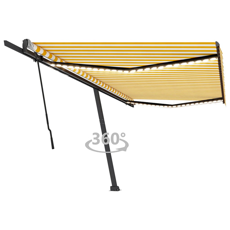 Vidaxl luifel extensible manuellement avec LED 500x350 cm jaune et blanc