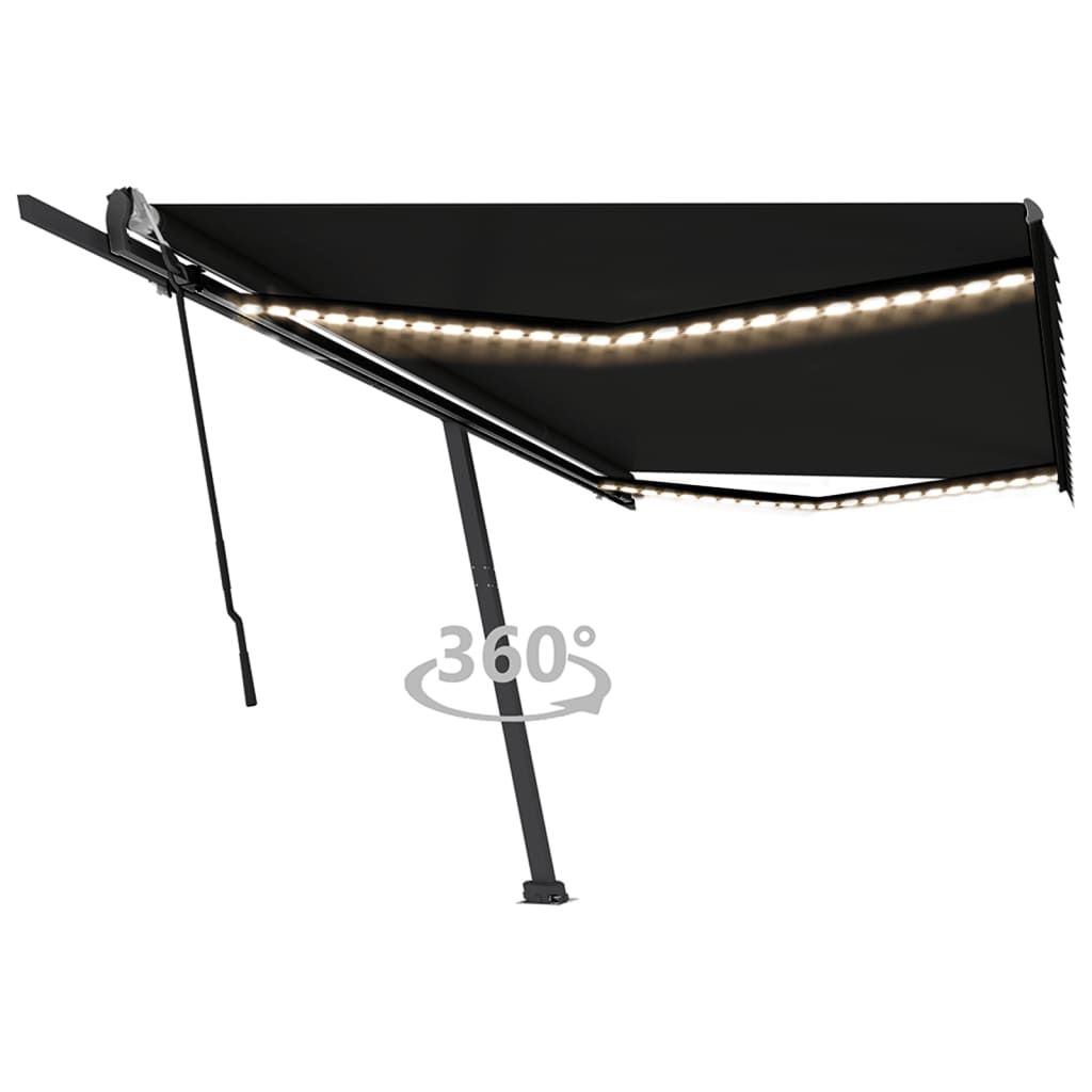Vidaxl Luifel extensible manuellement avec une couleur anthracite LED 500x350 cm