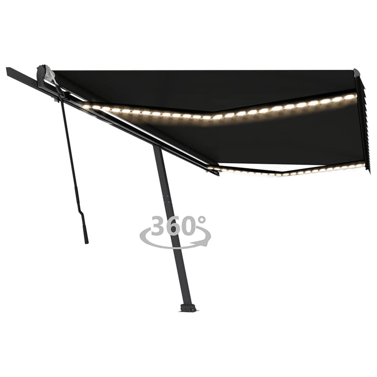 Vidaxl Luifel extensible manuellement avec une couleur anthracite LED 500x350 cm