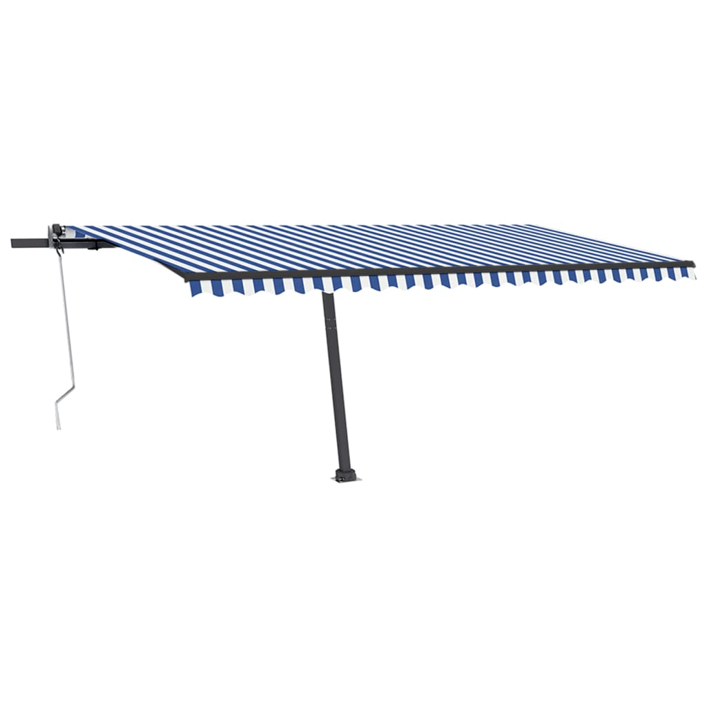 Vidaxl luifel automatique avec led et capteur de vent 500x350 cm blanc bleu