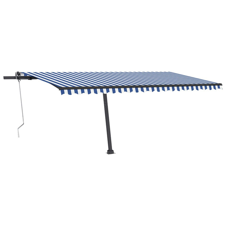 Vidaxl luifel automatique avec led et capteur de vent 500x350 cm blanc bleu