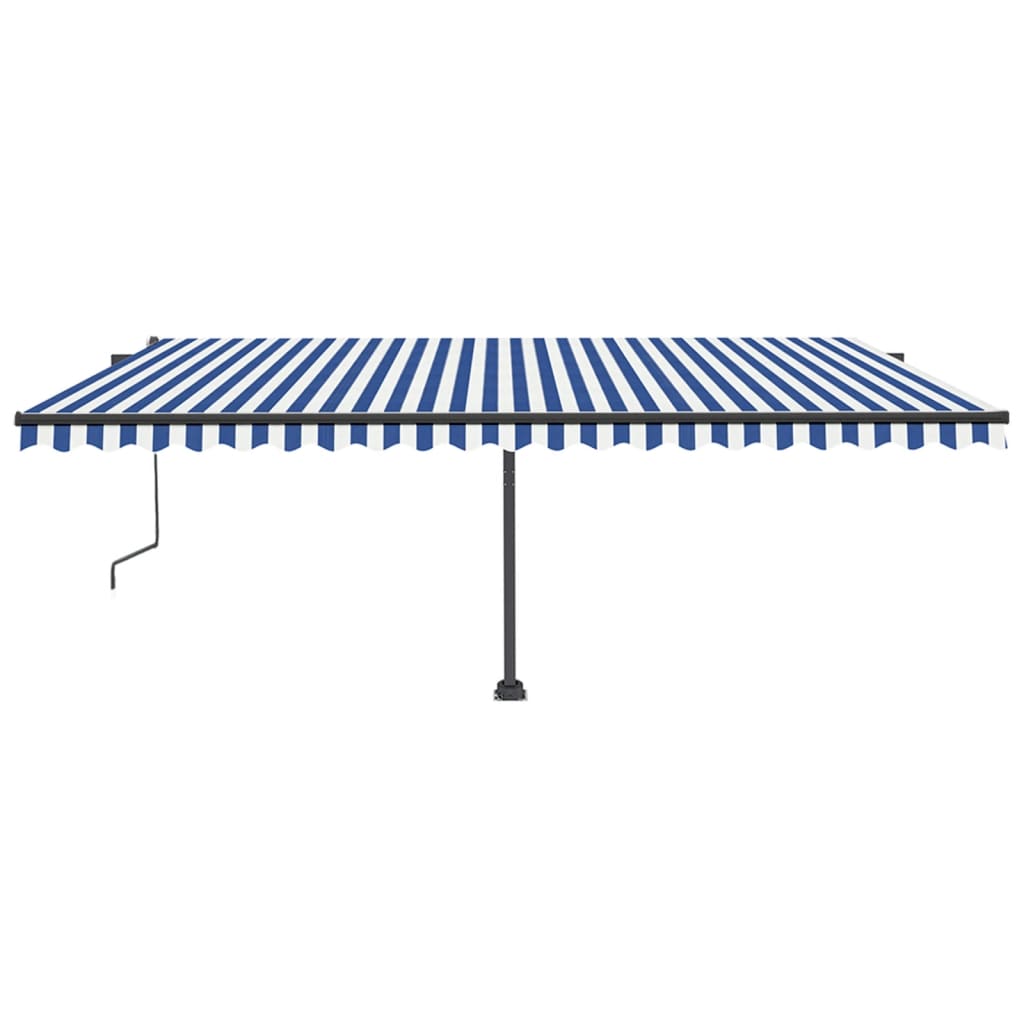 Vidaxl luifel automatique avec led et capteur de vent 500x350 cm blanc bleu