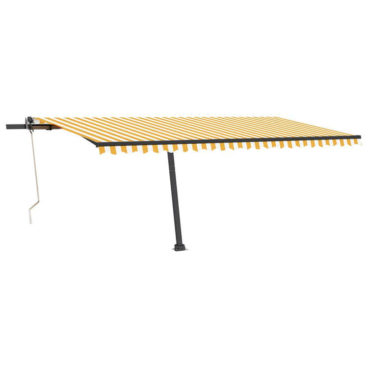 Vidaxl luifel automatique avec led et capteur de vent 500x350 cm blanc jaune