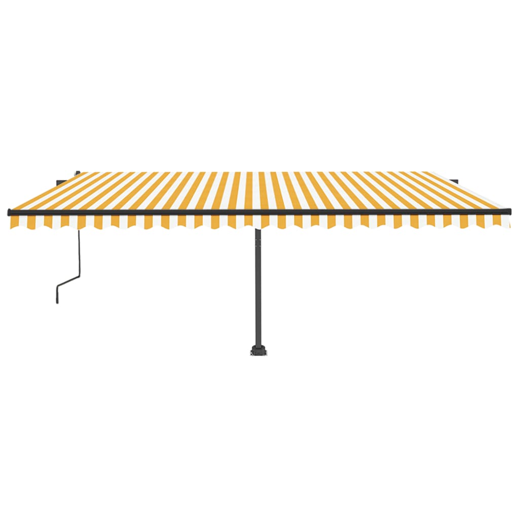 Vidaxl luifel automatique avec led et capteur de vent 500x350 cm blanc jaune