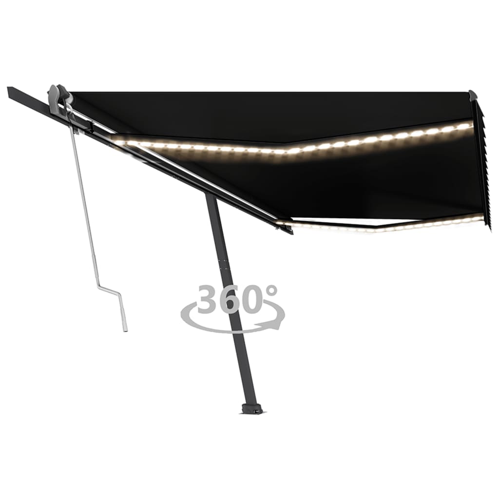 Vidaxl luifel automatique avec led et capteur de vent 500x350 cm anthracite