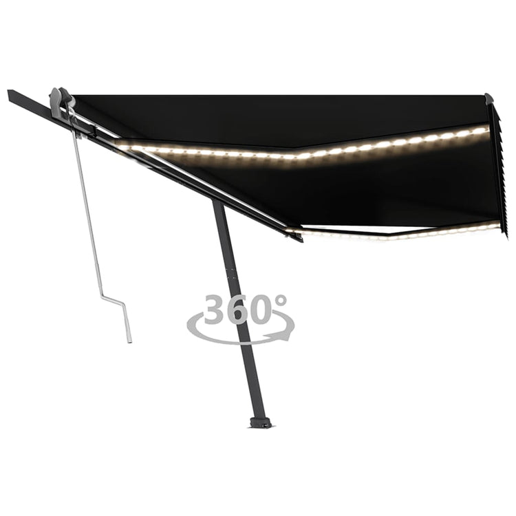 Vidaxl luifel automatique avec led et capteur de vent 500x350 cm anthracite